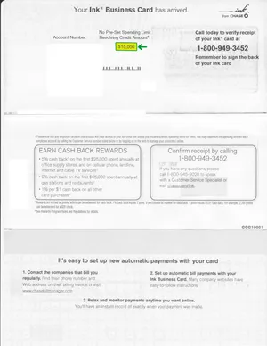 Chase Ink business card approval
