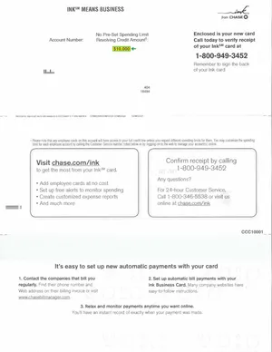Chase Ink business card approval