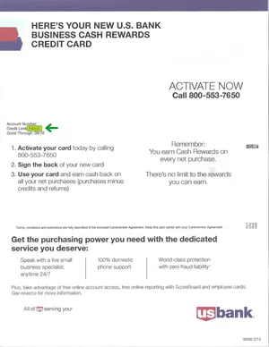 US Bank card approval letter